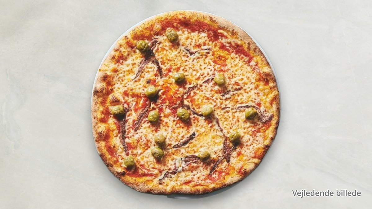 Ansjoser – Tomatsauce, ost, ansjoser, oliven og paprika.