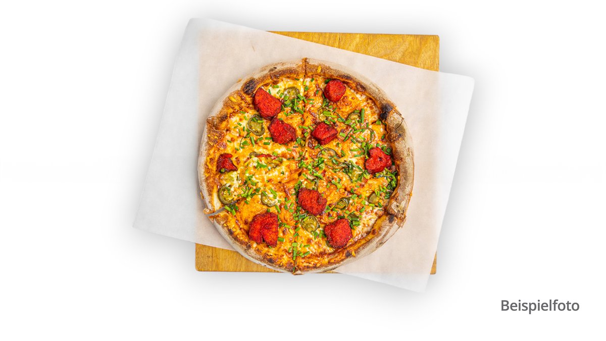 XXL Pizza Curry Chicken – with curry sauce, pineapple and chicken breast fillet