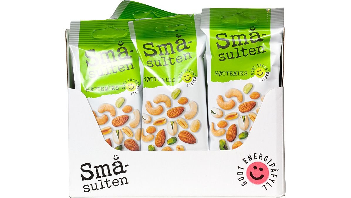 Småsulten Nøttemiks – Småsulten nøttemiks er en herlig nøttemiks av salte peanøtte...