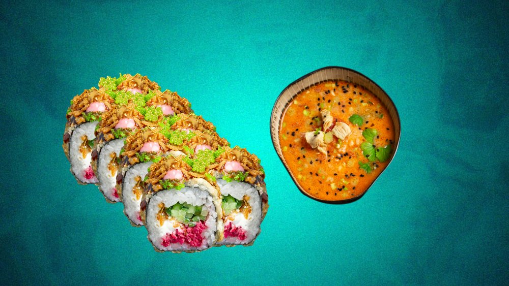 Rudens rinkinys: Crispy crab + dienos sriuba – Traškus keptas Crispy crab sushi su krabais ir šefo gaminta...