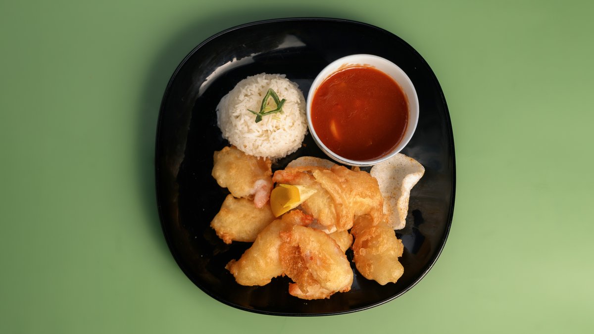 Fritert Scampi – Fritert scampi i sursøtsaus.